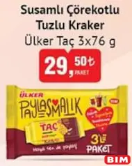 ÜLKER TAÇ SUSAMLI ÇÖREKOTLU TUZLU KRAKER 3X76 G